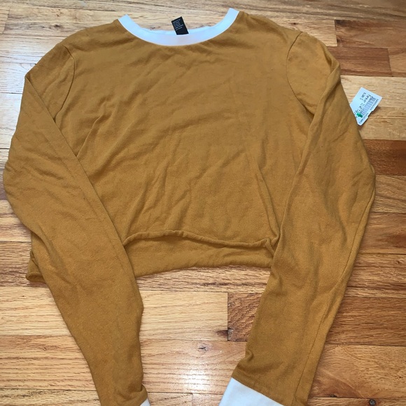 Forever 21 Tops - Long sleeve mustard colored crop top